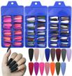 loveourhome 300pc matte stiletto press on nails long pointy colored fake nail tips full cover french artificial fingernails 15 colors for women teen grils manicure design logo
