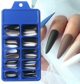 img 2 attached to LoveOurHome 300Pc Matte Stiletto Press On Nails Long Pointy Colored Fake Nail Tips Full Cover French Artificial Fingernails 15 Colors For Women Teen Grils Manicure Design