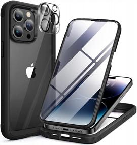 img 4 attached to Miracase Glass Series IPhone 14 Pro 6.1 Inch Case With 2Pcs Camera Lens Protectors & 9H Tempered Glass Screen Protector - Full-Body Bumper, Black