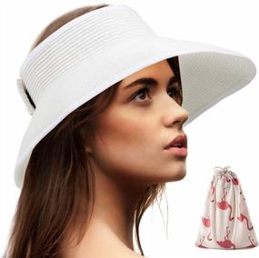 img 4 attached to Women'S Stylish Foldable Sun Visor - Wide Brimmed Beach Hat, Roll Up Straw Hat For Maximum Sun Protection