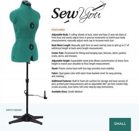 img 3 attached to 👗 Dritz Sew You Adjustable Dress Form in Small Size with Opal Green Finish: Enhance Your Sewing Experience!