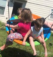 img 1 attached to Odoland 30In Kid Tree Swing: 900D Waterproof Oxford Platform For 2-3 Kids, Outdoor Adjustable Ropes & Backyard Round Flying Fun! review by Monica Miller