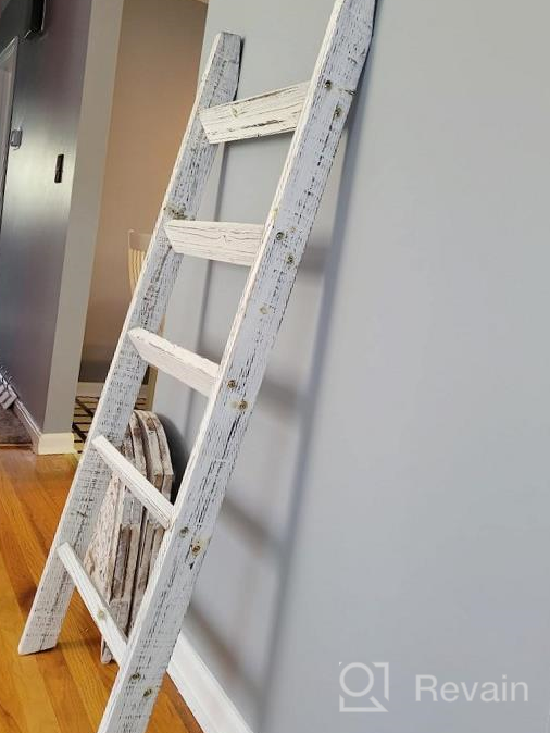 img 1 attached to Stylish And Functional Hallops 5Ft Wooden Blanket Ladder - Perfect For Rustic Farmhouse Decor! review by Kyle Merriman