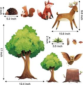 img 3 attached to Woodland Wall Decals - Animals Tree Woodland Nursery Decor - Wall Stickers for Kids Bedroom, Baby Nursery, Baby Playroom - Decorative Vinyl Decals - Set of 8 Sheets