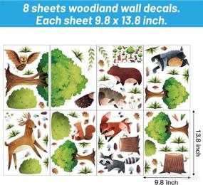 img 2 attached to Woodland Wall Decals - Animals Tree Woodland Nursery Decor - Wall Stickers for Kids Bedroom, Baby Nursery, Baby Playroom - Decorative Vinyl Decals - Set of 8 Sheets