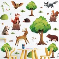 woodland wall decals - animals tree woodland nursery decor - wall stickers for kids bedroom, baby nursery, baby playroom - decorative vinyl decals - set of 8 sheets логотип