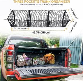 img 2 attached to 🔒 Heavy Duty Cargo Net Organizer with Metal Hooks for SUV, Car, Pickup Truck Bed - 43.3×11.8 inch Mesh Storage Net