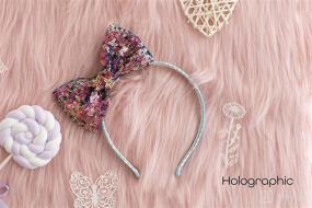 img 2 attached to 🌸 CHW Summer Crystal Sequins Top Bow Girl Headband Set of 3