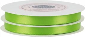 img 2 attached to 50 Yards Of Double Faced Apple Green Polyester Satin Ribbon For Gift Wrapping, Party Favors, Crafts And Decorations