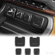 🚗 carbon fiber interior accessories: 5pcs lid trim cover for chevrolet silverado gmc 2014-2018, rt-tcz cigarette lighter port usb charging power socket base logo