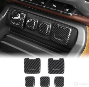 img 4 attached to 🚗 Carbon Fiber Interior Accessories: 5PCS Lid Trim Cover for Chevrolet Silverado GMC 2014-2018, RT-TCZ Cigarette Lighter Port USB Charging Power Socket Base