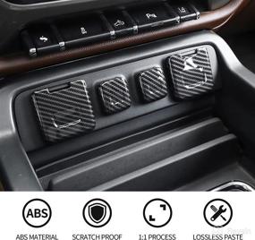 img 2 attached to 🚗 Carbon Fiber Interior Accessories: 5PCS Lid Trim Cover for Chevrolet Silverado GMC 2014-2018, RT-TCZ Cigarette Lighter Port USB Charging Power Socket Base