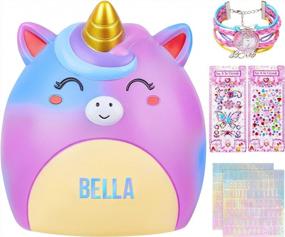 img 4 attached to Magical Unicorn Piggy Bank For Girls With Stickers And Bracelet - Durable And Spacious Money Saving Solution For Kids