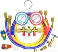 🌡️ aurelio tech 3 way ac manifold gauge set: ideal for r134a r12 r22 and r502 refrigerants, with 5ft hose, acme tank adapters, quick couplers, and can tap – includes instruction manual логотип