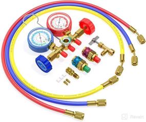 img 3 attached to 🌡️ AURELIO TECH 3 Way AC Manifold Gauge Set: Ideal for R134A R12 R22 and R502 Refrigerants, with 5FT Hose, Acme Tank Adapters, Quick Couplers, and Can Tap – Includes Instruction Manual