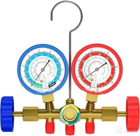 img 2 attached to 🌡️ AURELIO TECH 3 Way AC Manifold Gauge Set: Ideal for R134A R12 R22 and R502 Refrigerants, with 5FT Hose, Acme Tank Adapters, Quick Couplers, and Can Tap – Includes Instruction Manual