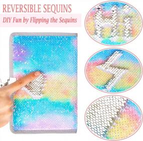 img 2 attached to MHJY Reversible Mermaid Sequin Notebook With Lock: Unicorn Secret Diary, Private Journal For Adults And Kids Travel Magic