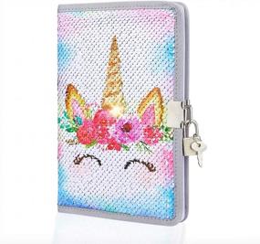 img 4 attached to MHJY Reversible Mermaid Sequin Notebook With Lock: Unicorn Secret Diary, Private Journal For Adults And Kids Travel Magic