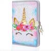 mhjy reversible mermaid sequin notebook with lock: unicorn secret diary, private journal for adults and kids travel magic logo