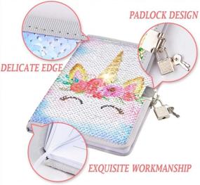 img 3 attached to MHJY Reversible Mermaid Sequin Notebook With Lock: Unicorn Secret Diary, Private Journal For Adults And Kids Travel Magic