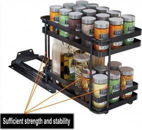 img 2 attached to Maximize Your Kitchen Space With Junyuan'S Double Pull Out Spice Rack Organizer - Fits Perfectly In Upper Cabinets And Pantry Closets (6.25"-Double, Black)
