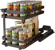 maximize your kitchen space with junyuan's double pull out spice rack organizer - fits perfectly in upper cabinets and pantry closets (6.25"-double, black) logo