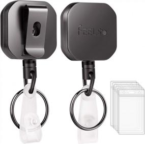 img 4 attached to FEELSO Heavy Duty Metal Badge Reel With Belt Clip, Key Ring, And 6 Plastic ID Card Holders - Retractable Steel Wire Cord Extends Up To 25 Inches (Pack Of 2)