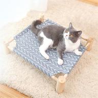 🛏️ patas lague cat and dog bed - wooden elevated cooling cat hammock for indoor cats & small dogs - portable detachable cat cots furniture - outdoor pet bed and puppy bed logo