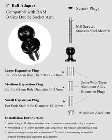 img 2 attached to 🏍️ BRCOVAN Motorcycle Fork Stem Base with 1'' TPU Ball for Stems Tube Hole 12mm to 20mm: Compatible with RAM Mounts B Size Double Socket Arm