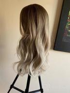 img 1 attached to Ombre Blonde Wig For Women 22 Inch Dark Roots Curly Wavy Full Synthetic Hair Extensions Natural Look Middle Parting Daily Party Wear review by Johnny Murphy