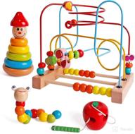 🎉 shierdu four-in-one early education set: bead maze, apple-eating caterpillars, rainbow stacker & more - montessori toddler toy for engaging learning | portable & travel-friendly логотип