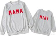 👩 stylish women baby family matching sweatshirt: mama mini print sweater pullover top for mommy and me fall winter fashion логотип