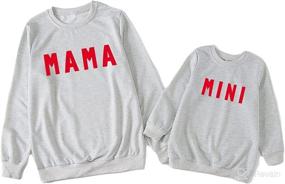 img 4 attached to 👩 Stylish Women Baby Family Matching Sweatshirt: Mama Mini Print Sweater Pullover Top for Mommy and Me Fall Winter Fashion