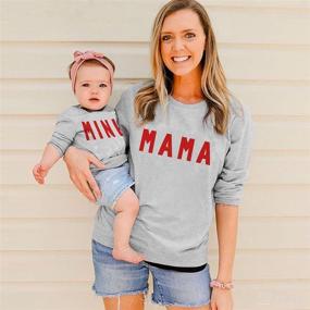 img 3 attached to 👩 Stylish Women Baby Family Matching Sweatshirt: Mama Mini Print Sweater Pullover Top for Mommy and Me Fall Winter Fashion