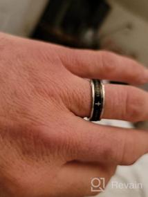 img 5 attached to ✝️ ALEXTINA 7MM Черные нержавеющие стальные кольца с библейскими стихами: Исаия 41:10 Иисус 1:9 - идеальные христианские вращающиеся обручи для свадеб, размер с 6 по 12