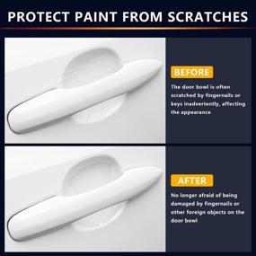img 2 attached to 🚗 Ouzorp Transparent Car Door Handle Cup Protector - Side Sticker Scratch Protection Film (Set of 4)