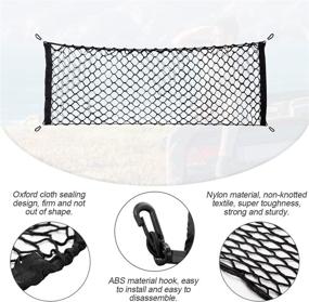 img 2 attached to 🚘 Universal Car Rear Cargo Net: Adjustable Elastic Storage Organizer for Vehicles, SUVs – 43.3"x 15.8