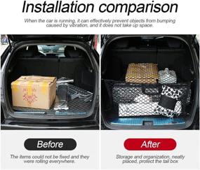 img 1 attached to 🚘 Universal Car Rear Cargo Net: Adjustable Elastic Storage Organizer for Vehicles, SUVs – 43.3"x 15.8