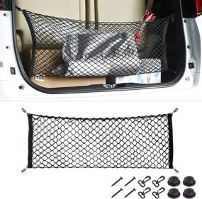 img 4 attached to 🚘 Universal Car Rear Cargo Net: Adjustable Elastic Storage Organizer for Vehicles, SUVs – 43.3"x 15.8