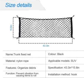 img 3 attached to 🚘 Universal Car Rear Cargo Net: Adjustable Elastic Storage Organizer for Vehicles, SUVs – 43.3"x 15.8