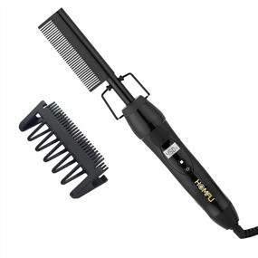 img 4 attached to Homfu Electric Hair Straightener Hot Comb Pressing Ceramic Flat Iron Curler Brush For Natural Black, Anti-Scald Beard Straightening.