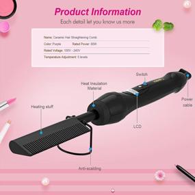 img 1 attached to Homfu Electric Hair Straightener Hot Comb Pressing Ceramic Flat Iron Curler Brush For Natural Black, Anti-Scald Beard Straightening.