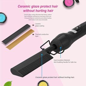 img 3 attached to Homfu Electric Hair Straightener Hot Comb Pressing Ceramic Flat Iron Curler Brush For Natural Black, Anti-Scald Beard Straightening.