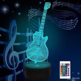 img 4 attached to 🎸 Electric Guitar Lamp Gift: Attivolife 3D Night Light with Remote Control + Timer | 16 Color Changing Desk Lamp for Kids Room Decor | Plug in Best Cool Xmas Birthday Gift for Musical Lovers, Boys, Girls, Men