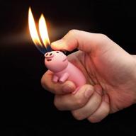 cute refillable butane lighter with double soft flame and novelty pig design: perfect gift for men and women logo