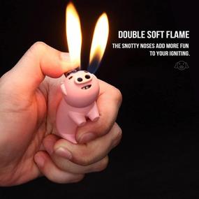 img 2 attached to Cute Refillable Butane Lighter With Double Soft Flame And Novelty Pig Design: Perfect Gift For Men And Women