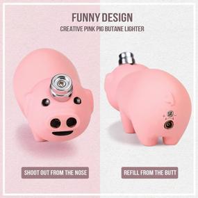 img 3 attached to Cute Refillable Butane Lighter With Double Soft Flame And Novelty Pig Design: Perfect Gift For Men And Women