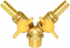 img 3 attached to Joywayus 3/8" ID Hose Barb, Y Shaped Type 1/2" Male Thread Union Intersection/Split Brass Shut Off Ball Valve Fitting