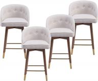 guyou 360-градусный поворотный стол, барные стулья с тафтинговой спинкой, набор из 4 современных тканевых кухонных островных стульев середины века с деревянными ножками и золотой подставкой для ног для домашнего бара, столовой (кремовый) логотип
