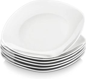 img 4 attached to Serve Your Favorite Meals In Style With MALACASA'S Porcelain Square Plates Set Of 6, Ideal For Any Dining Occasions